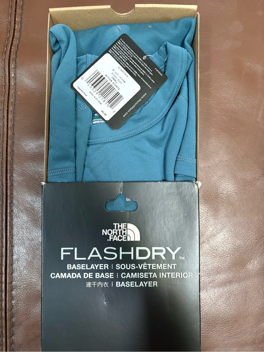 NEW The North Face FlashDry Men's Athletic Long Sleeve in Teal Blue
